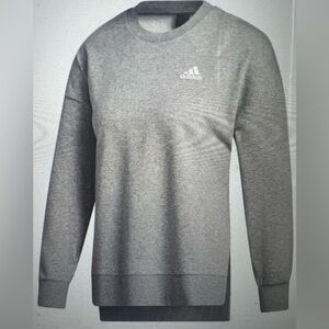 Adidas Women's Gray Heather 3-STRIPES SPLIT HEM CREW SWEATSHIRT SIZE XL